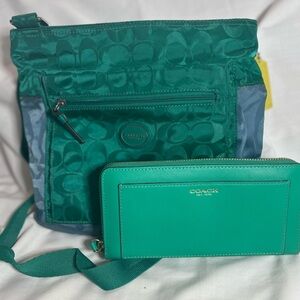 Coach Teal and Gray Crossbody Bag Set